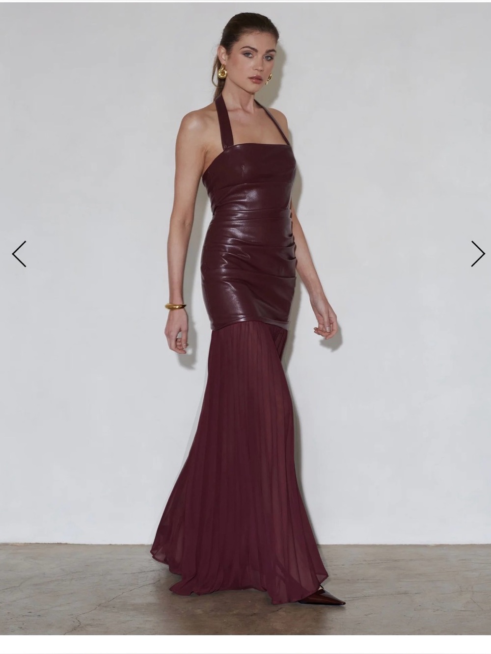Delfi Collective Dress in Bordeaux Size Medium.